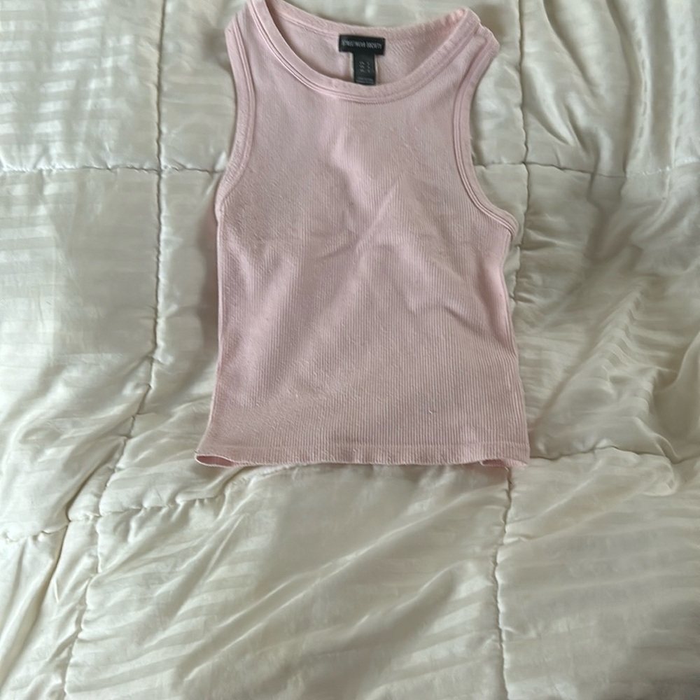 Pink Stretchy Ribbed Tank Top
